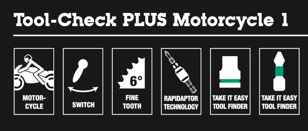 ชุดไขควงและประแจ Wera&nbsp;Tool-Check PLUS Motorcycle 1 05049035001 (39 ชิ้น)