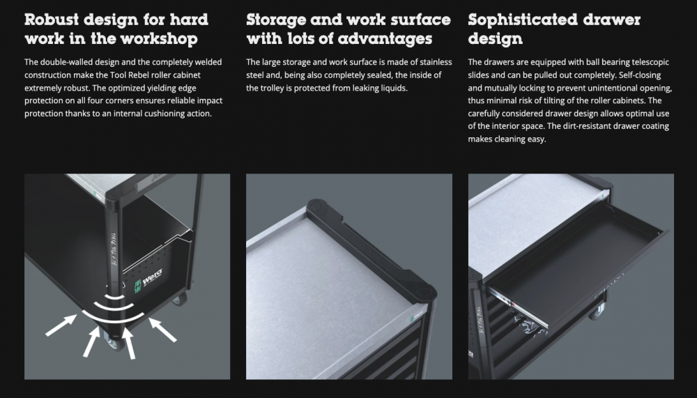 ตู้เครื่องมือ Wera 9701 Tool Rebel roller cabinet Stainless XXL 1 05150131001 พร้อมเครื่องมือ 188 ชิ้น
