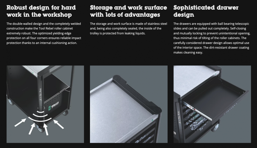 ตู้เครื่องมือ Wera 9706 Tool Rebel roller cabinet Stainless 2 05150136001 พร้อมเครื่องมือ 191 ชิ้น