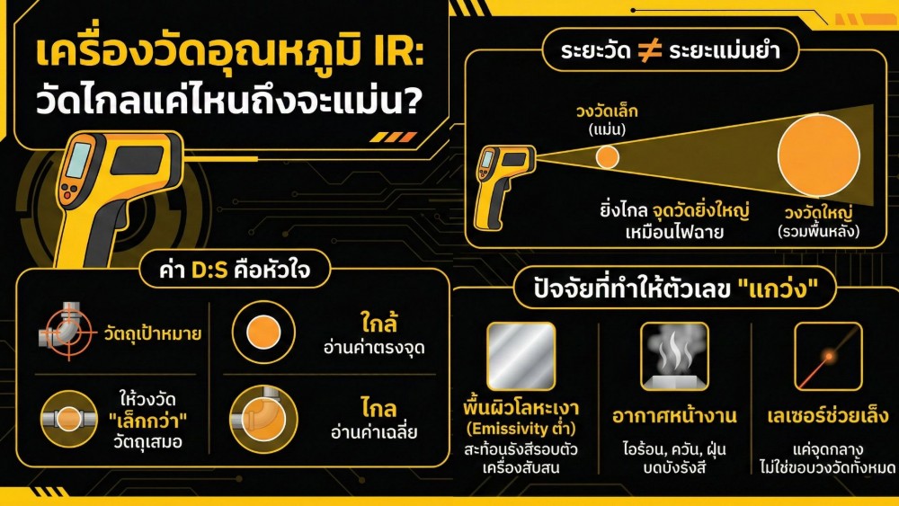 เจาะลึก เครื่องวัดอุณหภูมิ IR วัดจริงได้ไกลเท่าไหร่ ขึ้นอยู่กับอะไร