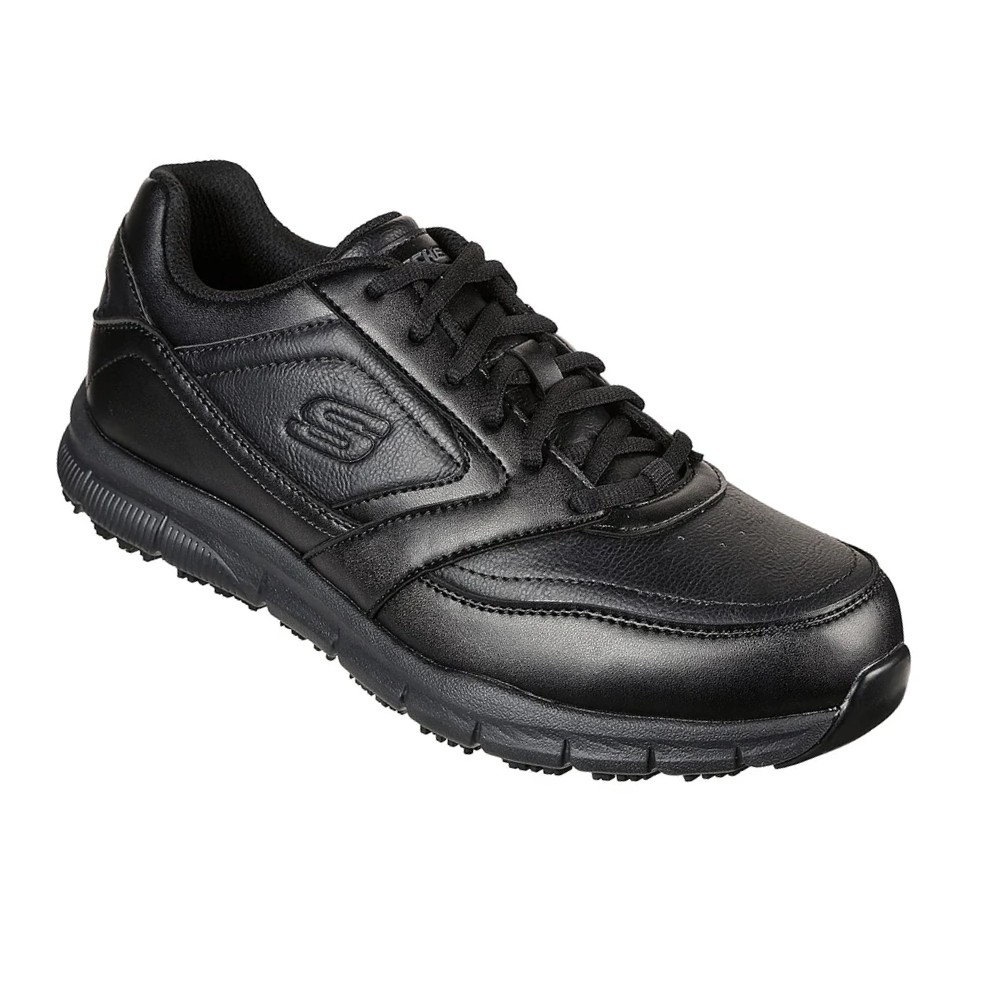 รองเท้าเซฟตี้ Skechers 77156 Work Nampa Slip Resistant  Work Mens  No 7 สีดำ พื้นกันลื่น Memory Foam ป้องกันอันตรายจากไฟฟ้า