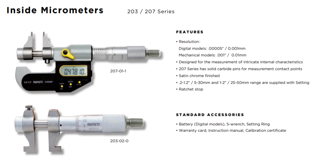 ไมโครมิเตอร์วัดในดิจิตอล ASIMETO 207 02 0 ช่วงวัดระยะ 25 50 มม  1 2 นิ้ว ความละเอียด 0 001 มม  0 00005 นิ้ว