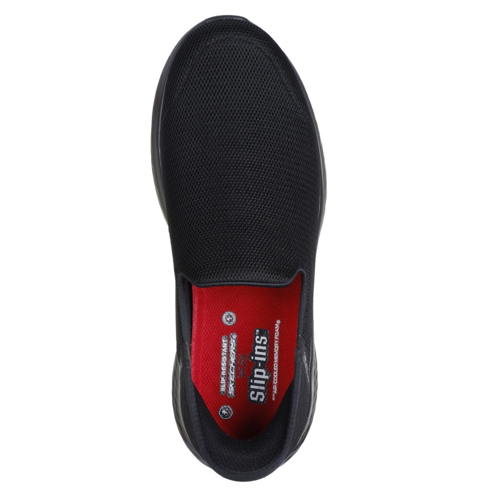 รองเท้าเซฟตี้ Skechers 200281 Work Max Cushioning Elite SR   Banham  Work Mens  No 7 สีดำ พื้นกันลื่น Memory Foam ป้องกันอันตรายจากไฟฟ้า