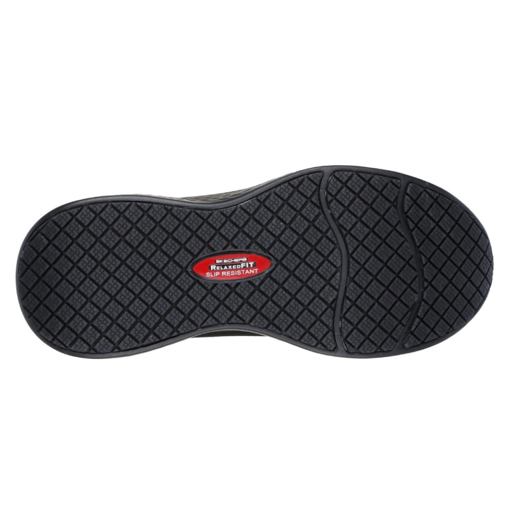 รองเท้าเซฟตี้ Skechers 200281 Work Max Cushioning Elite SR   Banham  Work Mens  No 7 สีดำ พื้นกันลื่น Memory Foam ป้องกันอันตรายจากไฟฟ้า