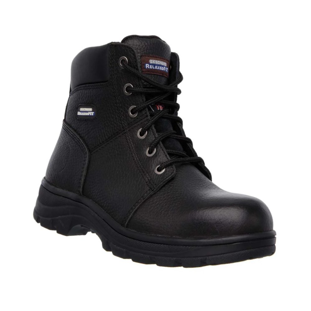 รองเท้าเซฟตี้ Skechers 77009 Work Workshire  Work Mens  No 7 5 สีดำ หัวเหล็ก Memory Foam