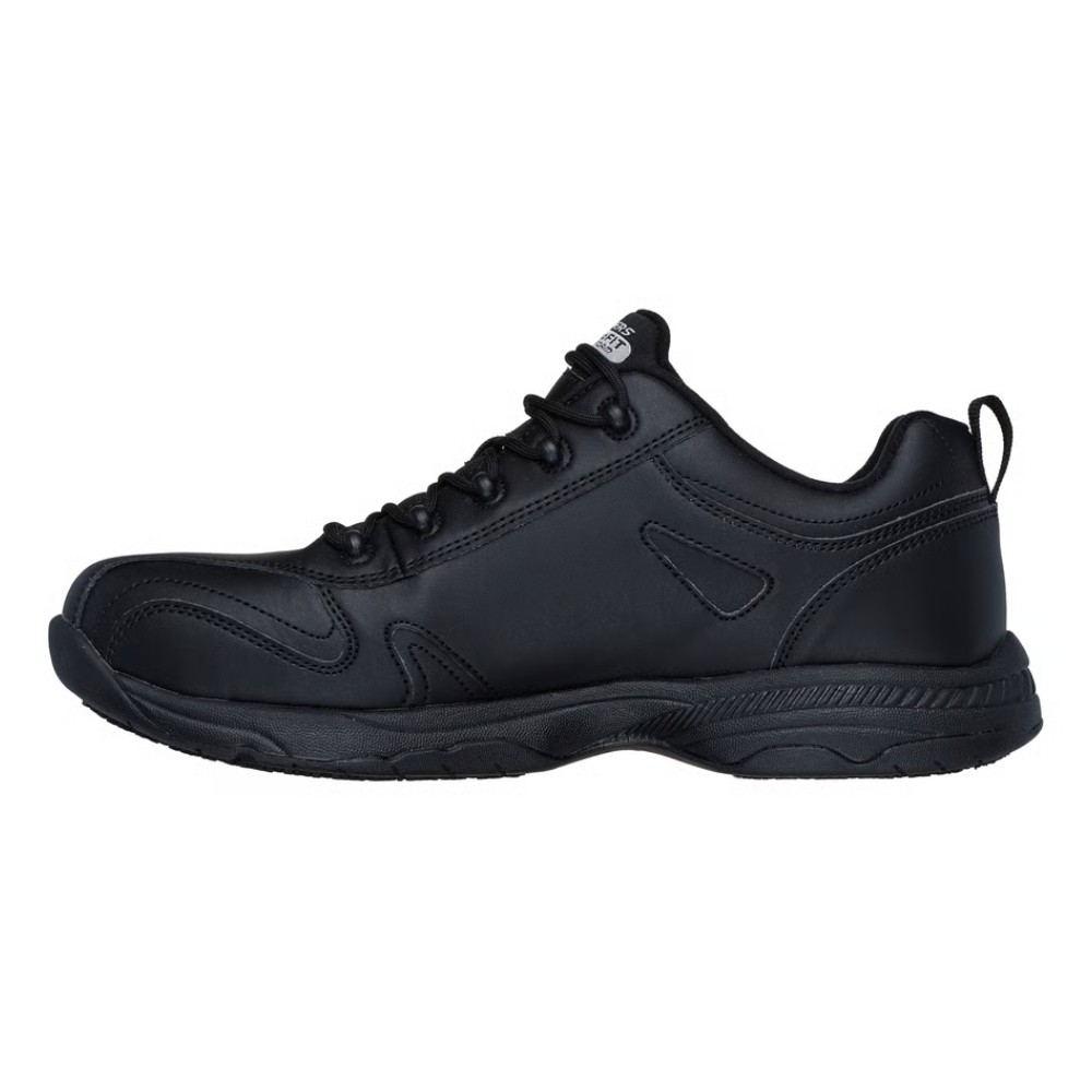 รองเท้าเซฟตี้ Skechers&nbsp;200285 Dighton Strits (Work Mens) สีดำ พื้นกันลื่น Memory Foam ป้องกันอันตรายจากไฟฟ้า