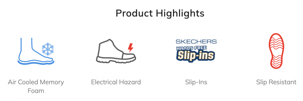 รองเท้าเซฟตี้ Skechers 200303 Work Nampa Portar (Work Mens) สีดำ พื้นกันลื่น Memory Foam