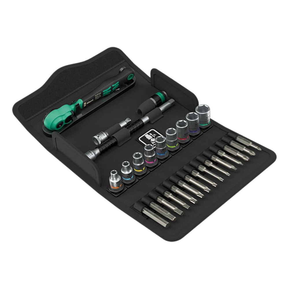 ชุดด้ามฟรี&nbsp;Wera&nbsp;8100 SA 15 Zyklop Comfort ratchet set ขนาด 1/4 นิ้ว 05005542001 (28 ชิ้น)