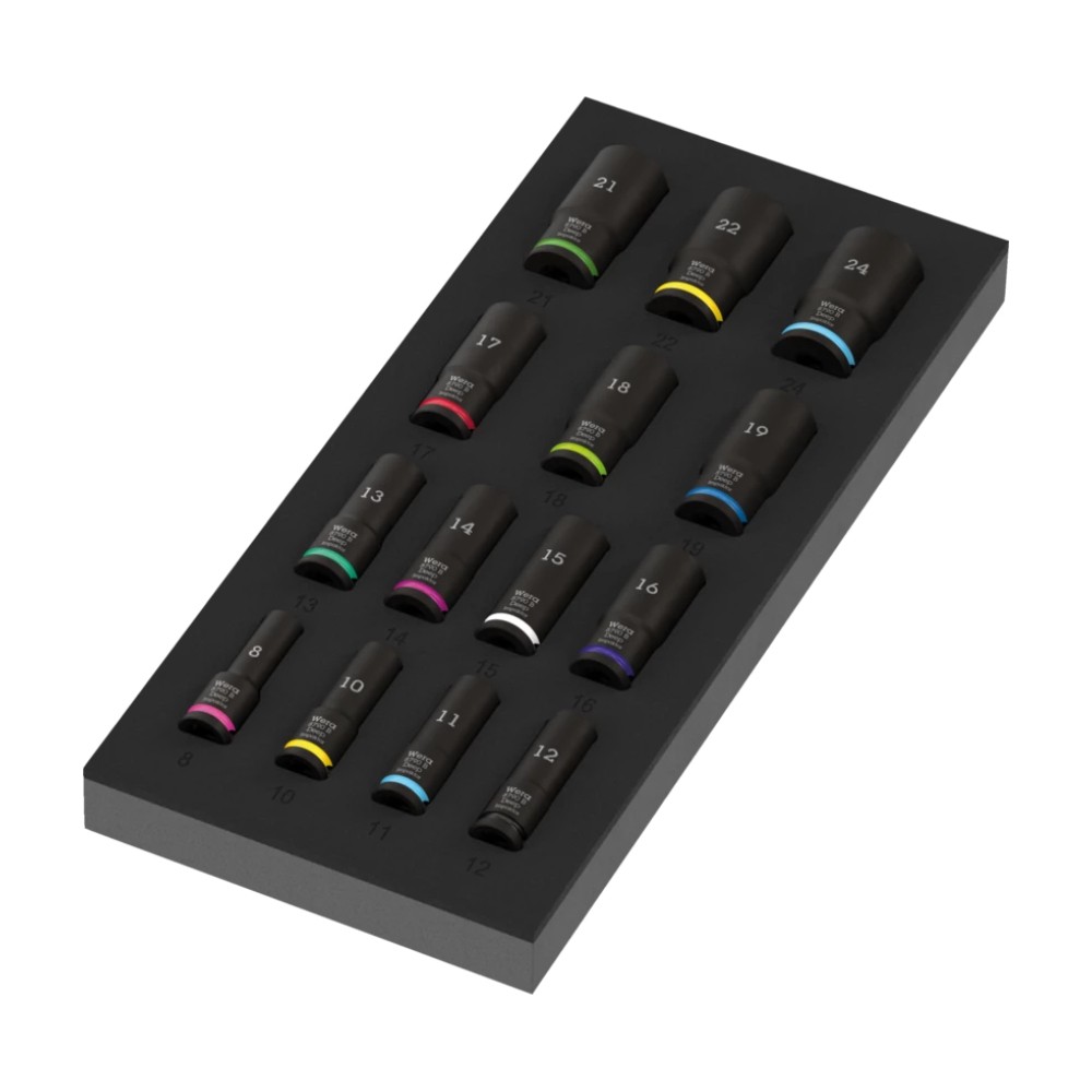 ชุดลูกบล็อก Wera 9728 Foam insert 8790 B Impaktor Deep set 1 05150118001 (15 ชิ้น)