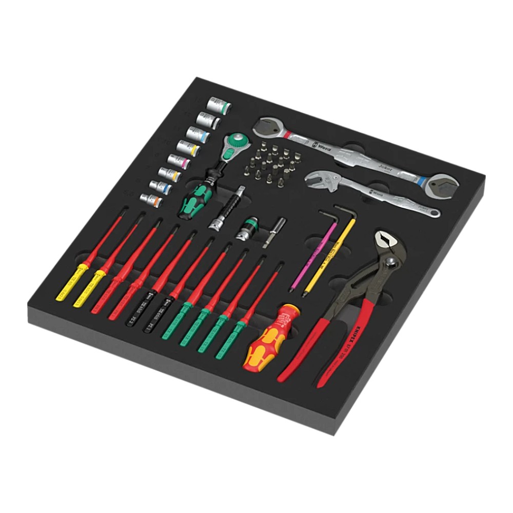 ชุดเครื่องมือ&nbsp;Wera&nbsp;9753 Foam insert Kraftform Kompakt maintenance set 1 05150153001 (45 ชิ้น)