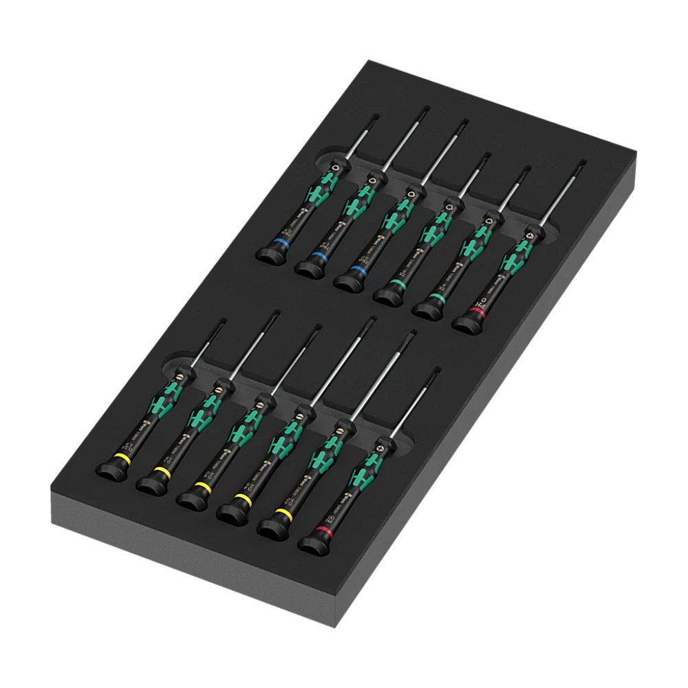 ชุดไขควงเล็ก&nbsp;Wera&nbsp;9716 Foam insert Kraftform Micro screwdriver set 2 05150107001 (13 ชิ้น)