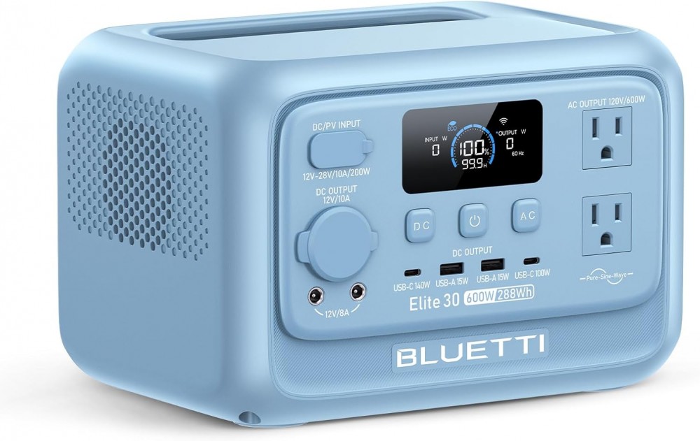 เครื่องปั่นไฟ พาวเวอร์บ๊อก BLUETTI Elite 30 V2 Portable Power Station  Glacier Blue  600W  288Wh