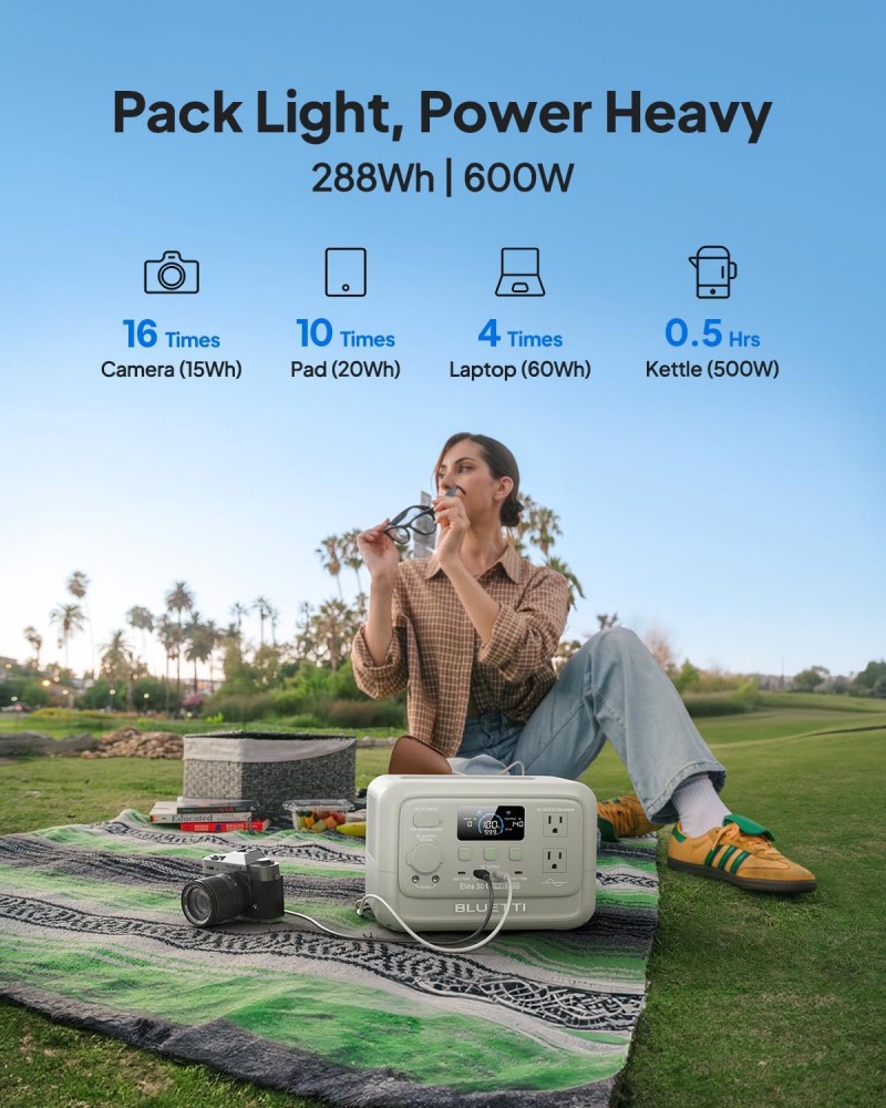 เครื่องปั่นไฟ พาวเวอร์บ๊อก BLUETTI Elite 30 V2 Portable Power Station  Light Sand Grey  600W  288Wh