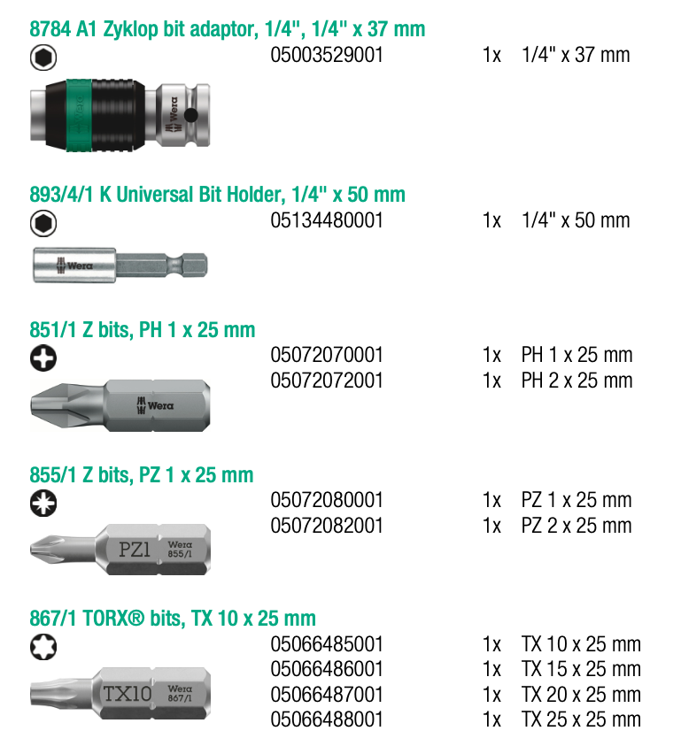 ชุดเครื่องมือ Wera 9753 Foam insert Kraftform Kompakt maintenance set 1 05150153001  45 ชิ้น 