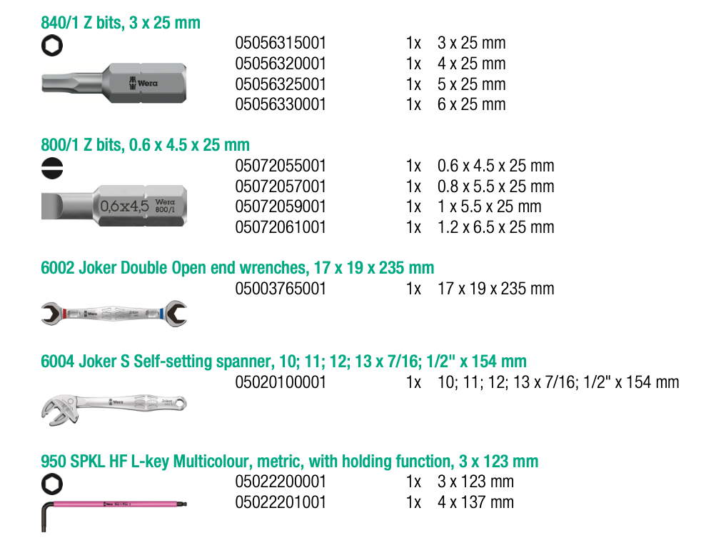 ชุดเครื่องมือ Wera 9753 Foam insert Kraftform Kompakt maintenance set 1 05150153001  45 ชิ้น 