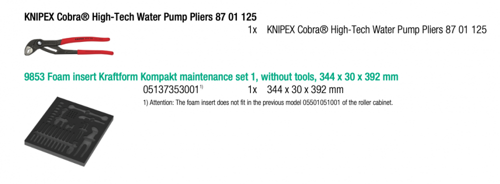 ชุดเครื่องมือ Wera 9753 Foam insert Kraftform Kompakt maintenance set 1 05150153001  45 ชิ้น 