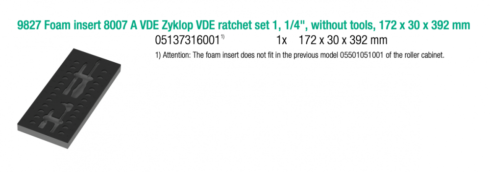 ชุดไขควง Wera 9727 Foam insert 8007 A VDE Zyklop VDE ratchet set 1 ขนาด 1 4 นิ้ว 05150117001  30 ชิ้น 