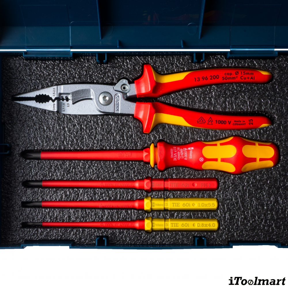 ชุดเครื่องมือช่างไฟฟ้า&nbsp;ITOOLMART COMBO&nbsp;VDE Electrical Set  KNIPEX x WERA พร้อมกล่อง BOSCH L BOXX Mini   7 ชิ้น 