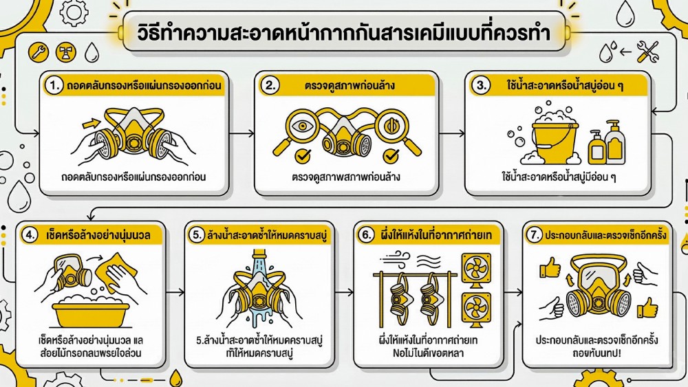 หน้ากากกันสารเคมี ล้างได้ไหม ทำความสะอาดผิดมีผลหรือไม่ หน้ากากกันสารเคมี ล้างได้ไหม ทำความสะอาดผิดมีผลหรือไม่
