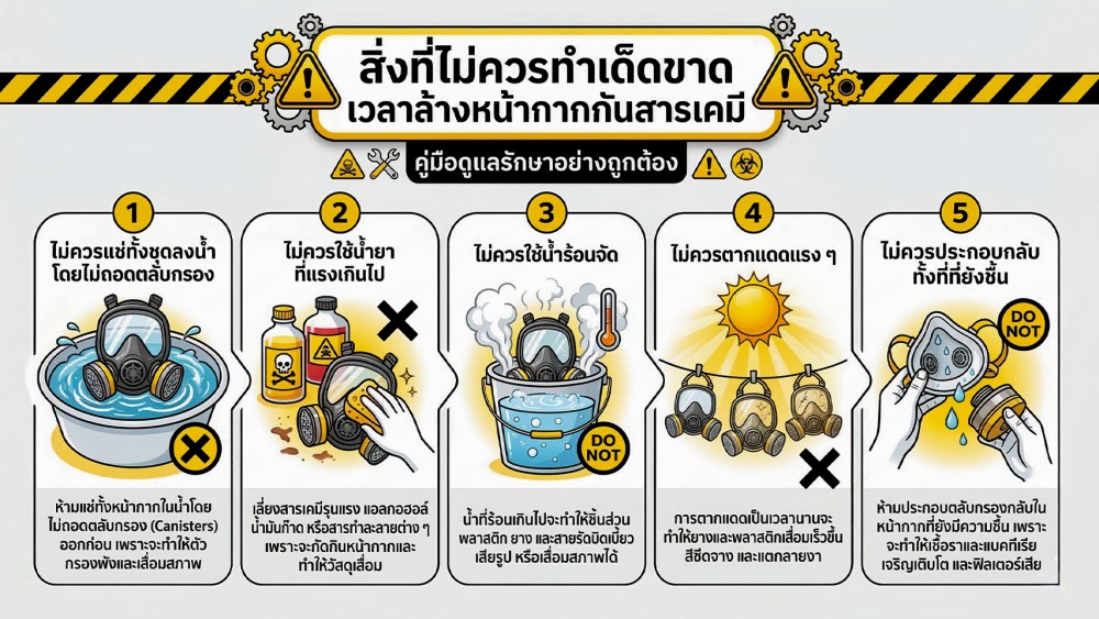 หน้ากากกันสารเคมี ล้างได้ไหม ทำความสะอาดผิดมีผลหรือไม่ หน้ากากกันสารเคมี ล้างได้ไหม ทำความสะอาดผิดมีผลหรือไม่