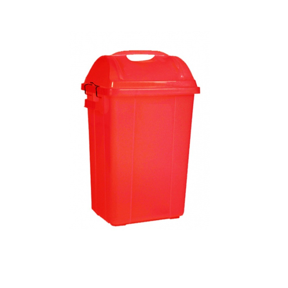 ถังขยะฝาแกว่งทรงเหลี่ยม Nam Ngai Hong H050200022 รุ่น 562DC สีแดง ขนาด 50 ลิตร