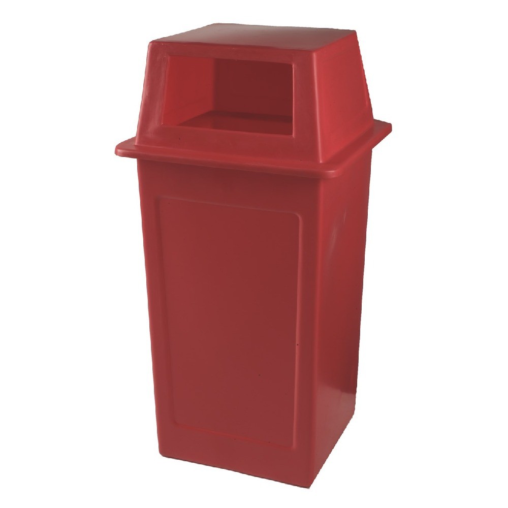 ถังขยะพลาสติกช่องทิ้งขยะ ทรงเหลี่ยม JBJ H050200035 รุ่น DBS06 สีแดง ขนาด 60 ลิตร