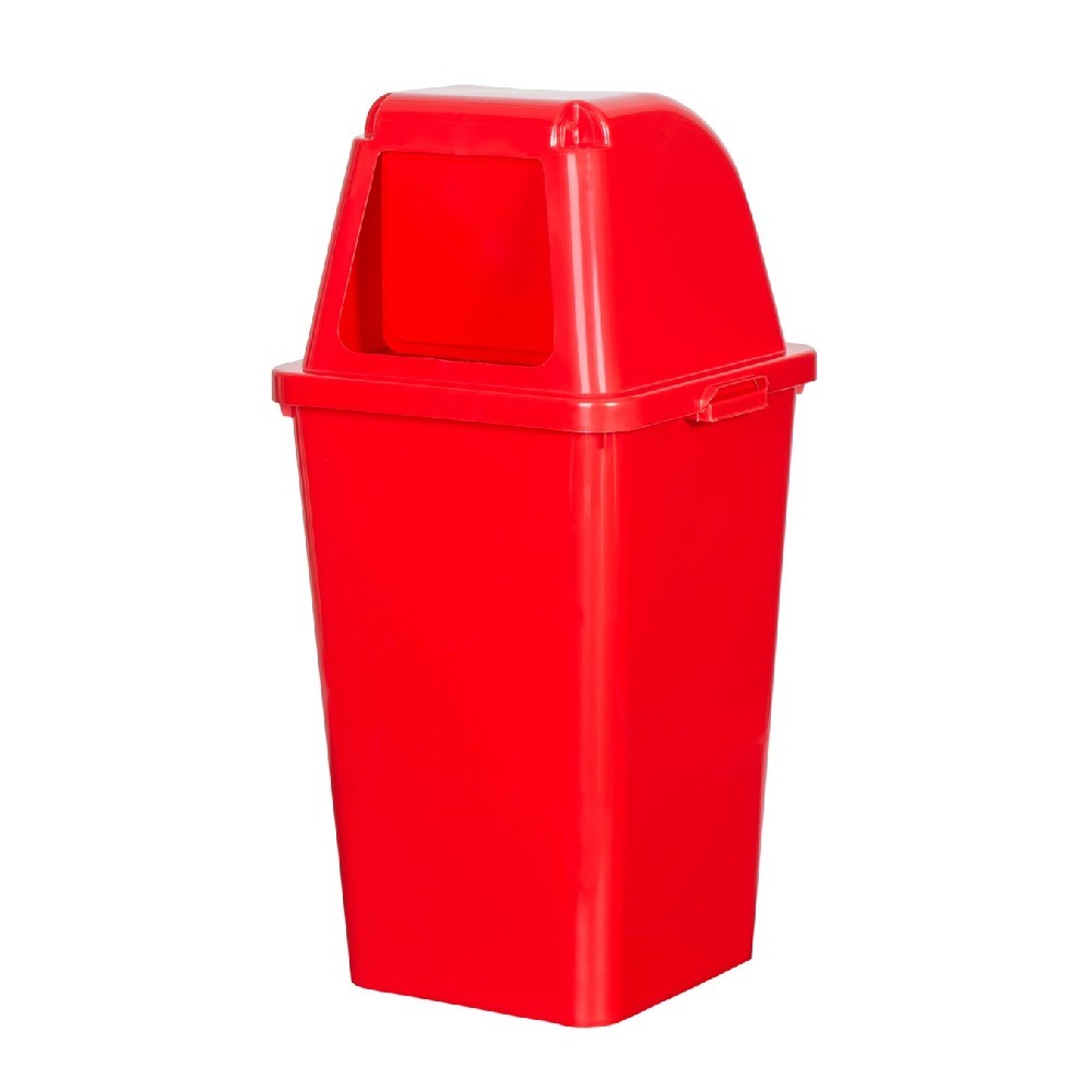 ถังขยะพลาสติก PP ฝาเปิดปิด JBJ H050200031 รุ่น O01003 สีแดง ขนาด 60 ลิตร