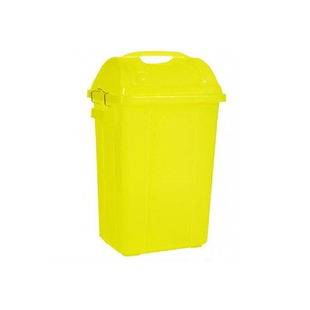 ถังขยะฝาแกว่งทรงเหลี่ยม Nam Ngai Hong H050200025 รุ่น 562DC สีเหลือง ขนาด 50 ลิตร