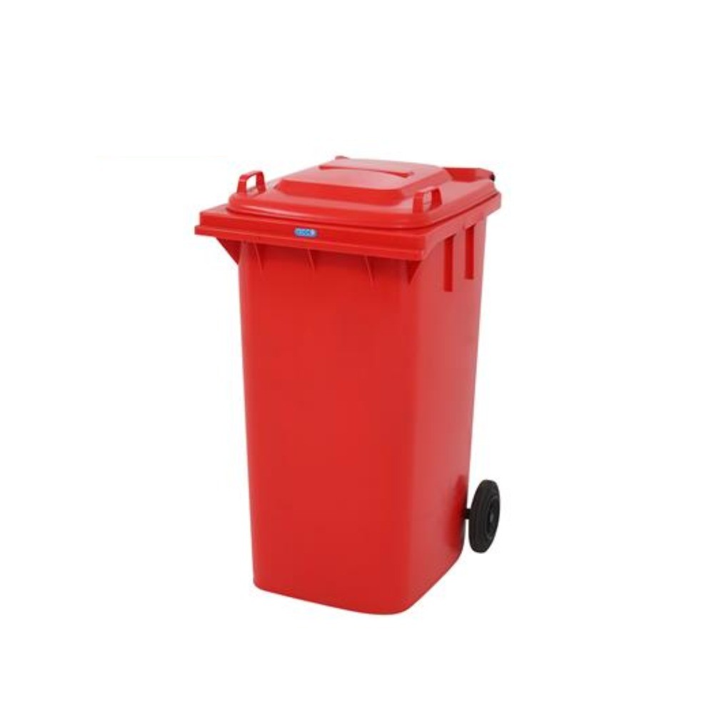 ถังขยะติดล้อ ฝาเรียบ JBJ H050100070 รุ่น MGB240L สีแดง ขนาด 240 ลิตร