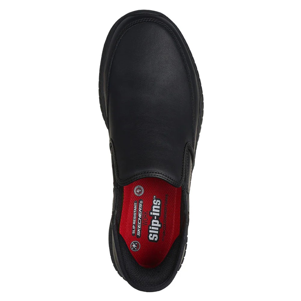 รองเท้าเซฟตี้ Skechers 200249 Work Russom (Work Mens) สีดำ พื้นกันลื่น ระบายความร้อนด้วยอากาศ Memory Foam ป้องกันอันตรายจากไฟฟ้า