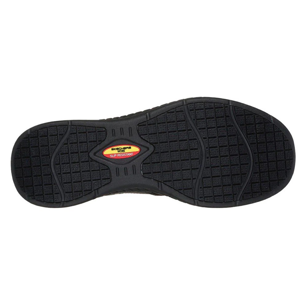 รองเท้าเซฟตี้ Skechers 200249 Work Russom (Work Mens) สีดำ พื้นกันลื่น ระบายความร้อนด้วยอากาศ Memory Foam ป้องกันอันตรายจากไฟฟ้า