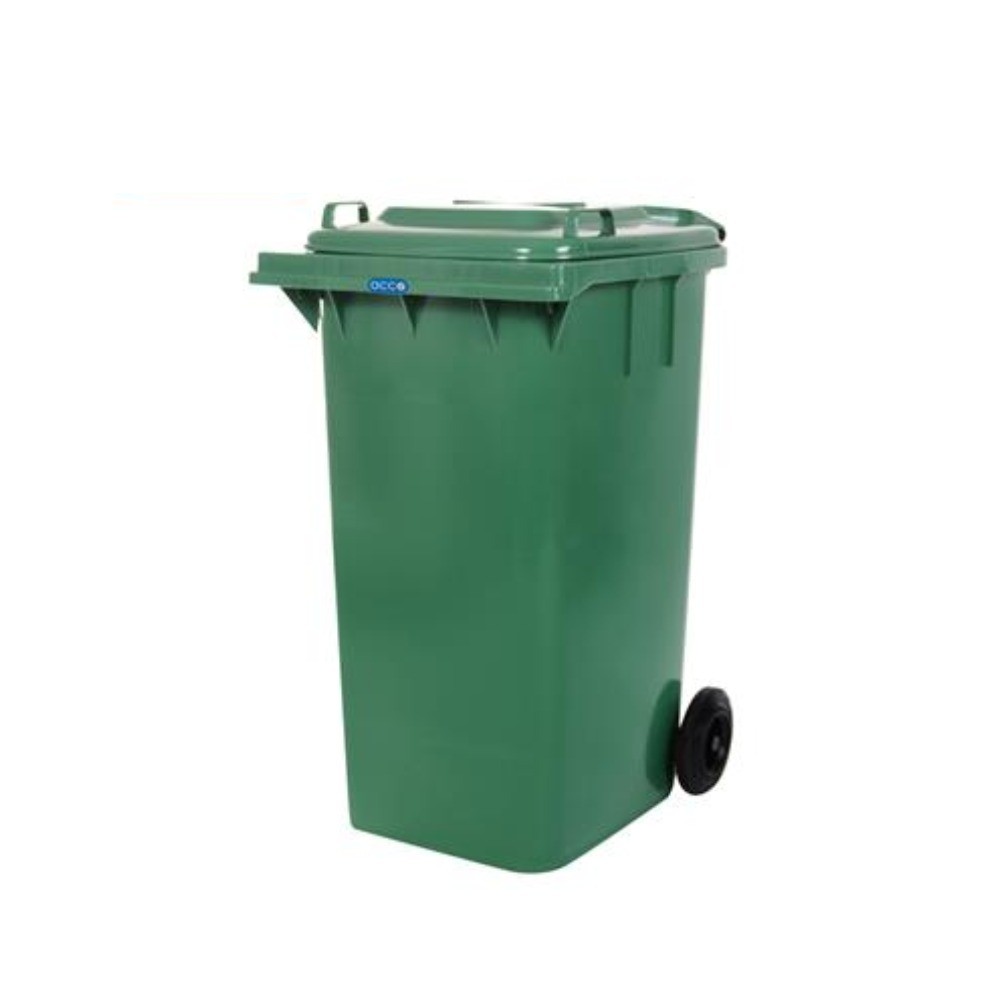 ถังขยะติดล้อ ฝาเรียบ JBJ H050100064 รุ่น MGB240L สีเขียว ขนาด 240 ลิตร