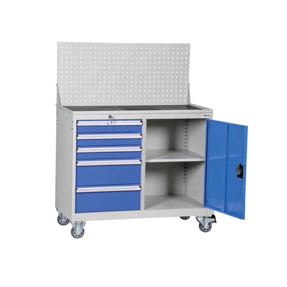 ตู้เก็บเครื่องมือช่าง 5 ลิ้นชัก TOOLMAX WT 1158 พร้อมตู้บานเปิด แบบแผงแขวน