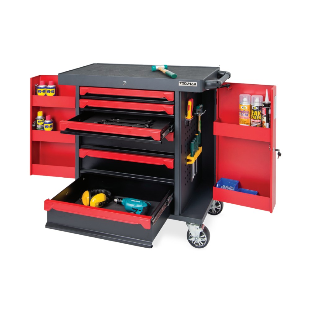ตู้เก็บเครื่องมือช่างเคลื่อนที่ 6 ลิ้นชัก TOOLMAX MC 360DD พร้อมประตูบานเปิด มีล้อ
