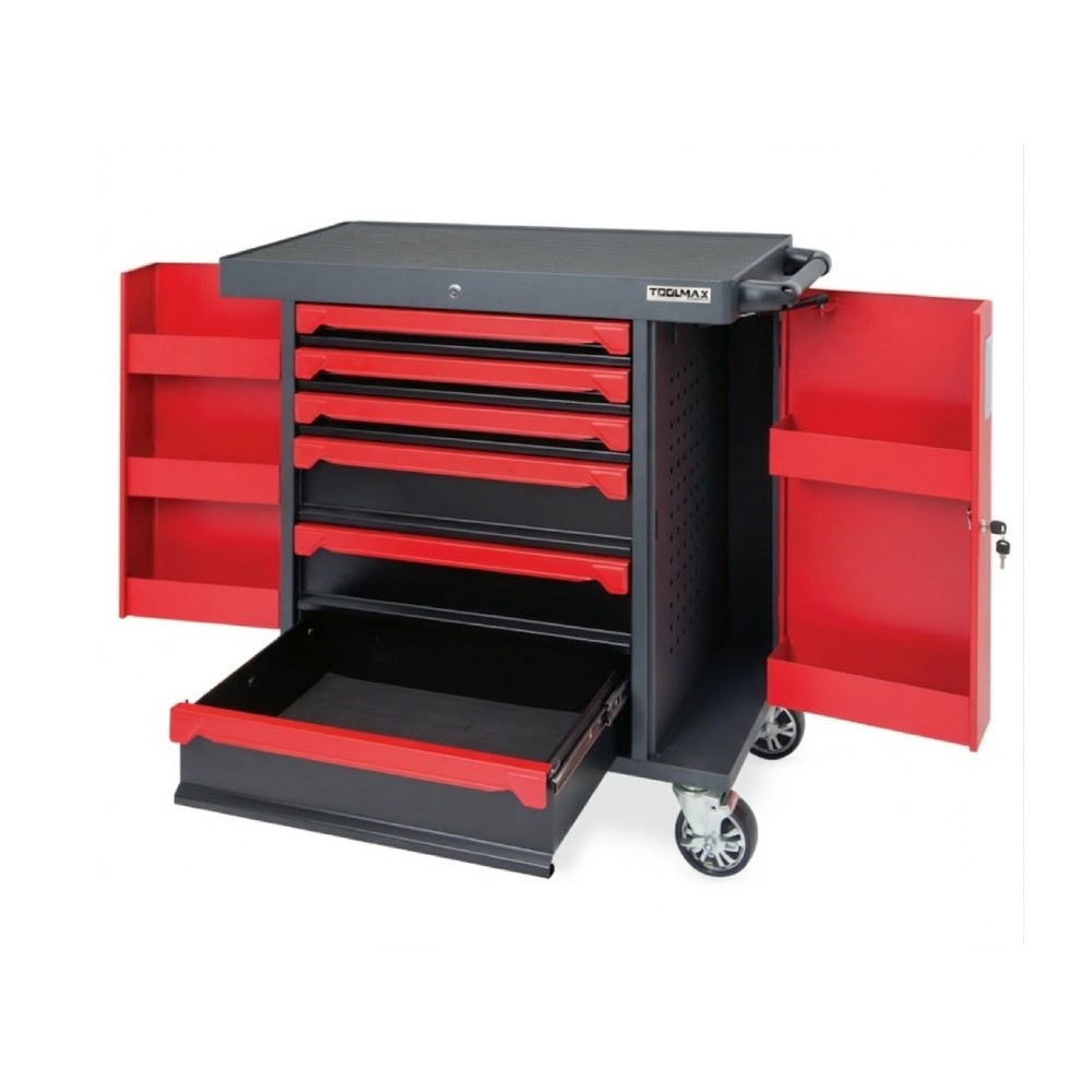 ตู้เก็บเครื่องมือช่างเคลื่อนที่ 6 ลิ้นชัก TOOLMAX MC 360DD พร้อมประตูบานเปิด มีล้อ