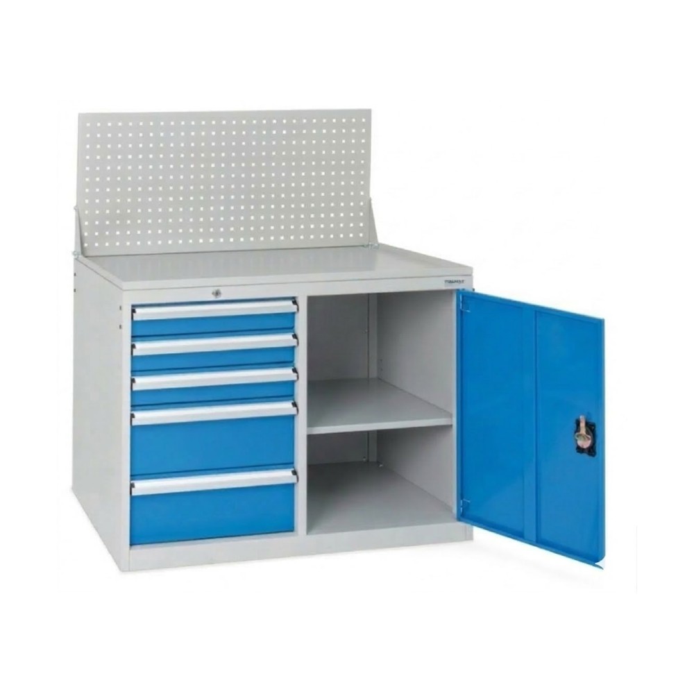 ตู้ช่างพร้อมแผงแขวน 5 ลิ้นชัก TOOLMAX WC 1158 พร้อมตู้บานเปิด 2 ชั้น