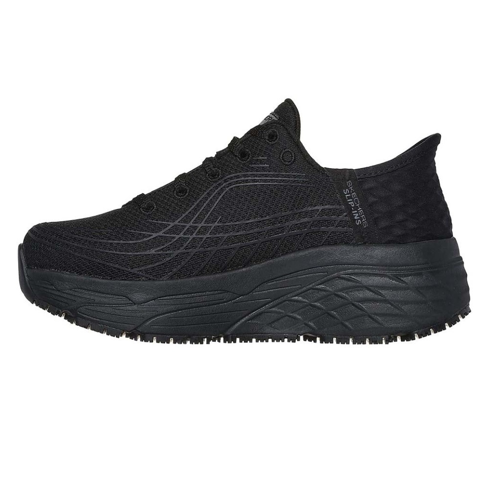 รองเท้าเซฟตี้ Skechers 108172 Max Cushioning Elite SR Eltra (Work Womens) สีดำ พื้นกันลื่น ซักเครื่องได้ สวมใส่ง่าย มีหมอนรองส้นเท้า