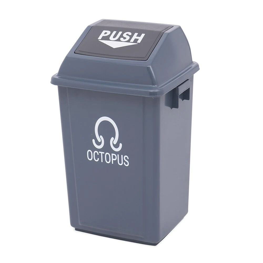 ถังขยะฝาเปิดปิด OCTOPUS H050200088 ทรงเหลี่ยม รุ่น PF 25S สีเทา ขนาด 25 ลิตร