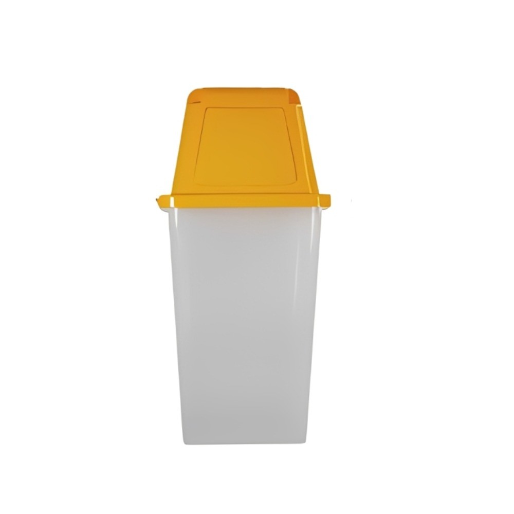 ถังขยะพลาสติก PP JBJ H050200098 ฝาเปิดปิด รุ่น O01002 สีใส ฝาเหลือง ขนาด 40 ลิตร