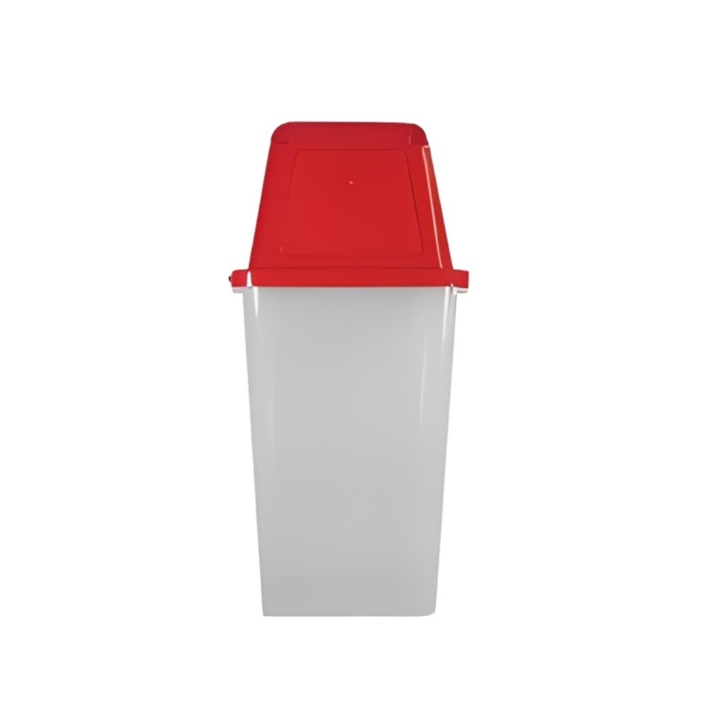 ถังขยะพลาสติก PP JBJ H050200099 ฝาเปิดปิด รุ่น O01002 สีใส ฝาแดง ขนาด 40 ลิตร