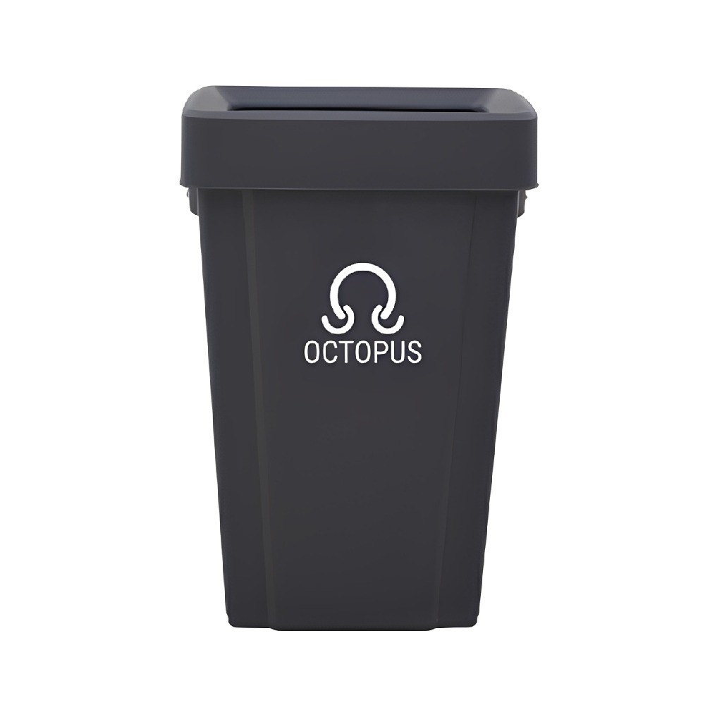 ถังขยะพลาสติก OCTOPUS H050200228 ฝาผลัก ทรงเหลี่ยม รุ่น PBG 60 สีเทาเข้ม ขนาด 60 ลิตร