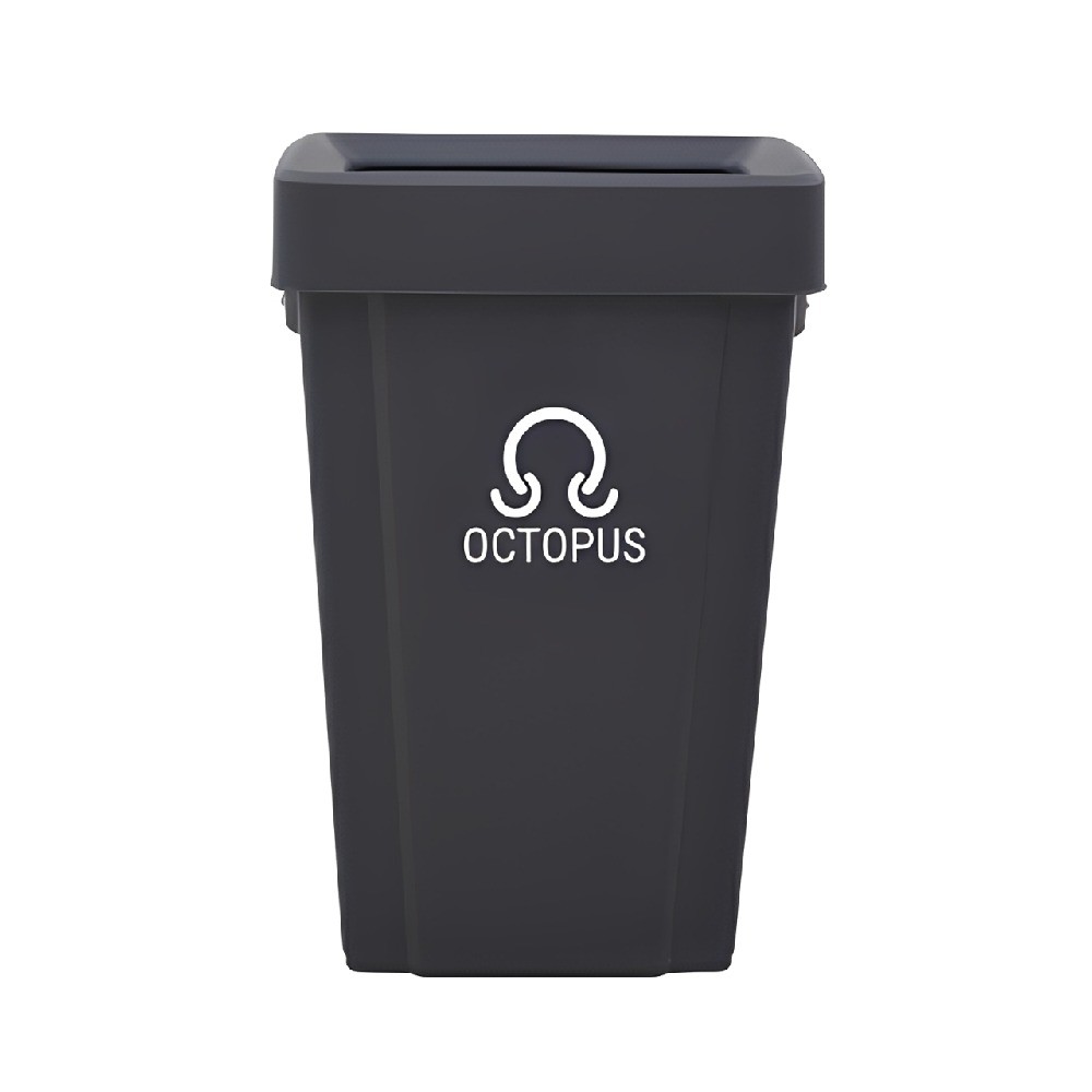 ถังขยะพลาสติก OCTOPUS H050200229 ฝาผลัก ทรงเหลี่ยม รุ่น PBG 80 สีเทาเข้ม ขนาด 80 ลิตร