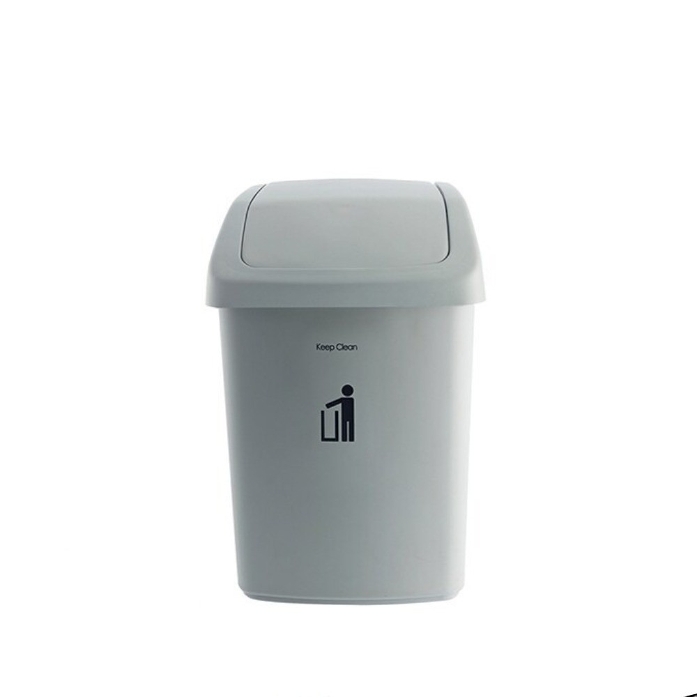 ถังขยะฝาแกว่ง DKW H050200160 ทรงเหลี่ยม รุ่น HH 207P สีเทาอ่อน ขนาด 25 ลิตร