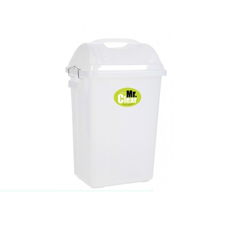 ถังขยะฝาแกว่ง NAM NGAI HONG H050200185 ทรงเหลี่ยม รุ่น 561DC สีใส ขนาด 30 ลิตร