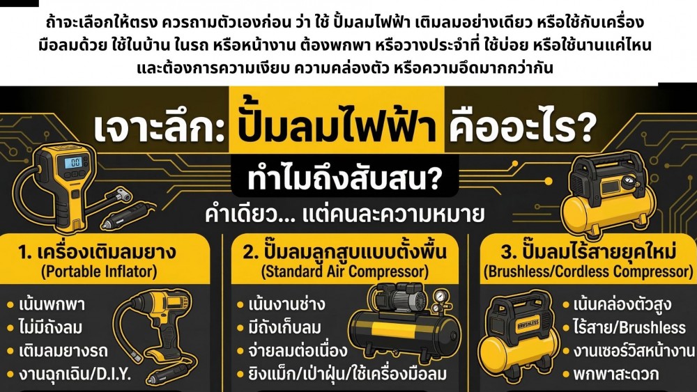 เจาะลึกข้อสงสัย เมื่อพูดถึง ปั้มลมไฟฟ้า เราหมายถึงอะไรกัน
