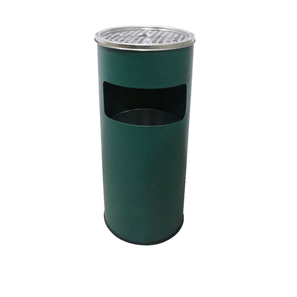 ถังขยะพร้อมที่เขี่ยบุหรี่ ORCA H050530005 สีเขียว ขนาด 15 ลิตร