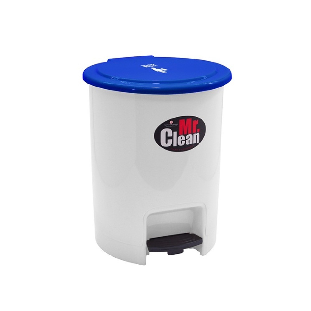 ถังขยะเท้าเหยียบทรงกลม NAM NGAI HONG H050400072 รุ่น 542CL สีขาว ฝาน้ำเงิน ขนาด 12 4 ลิตร