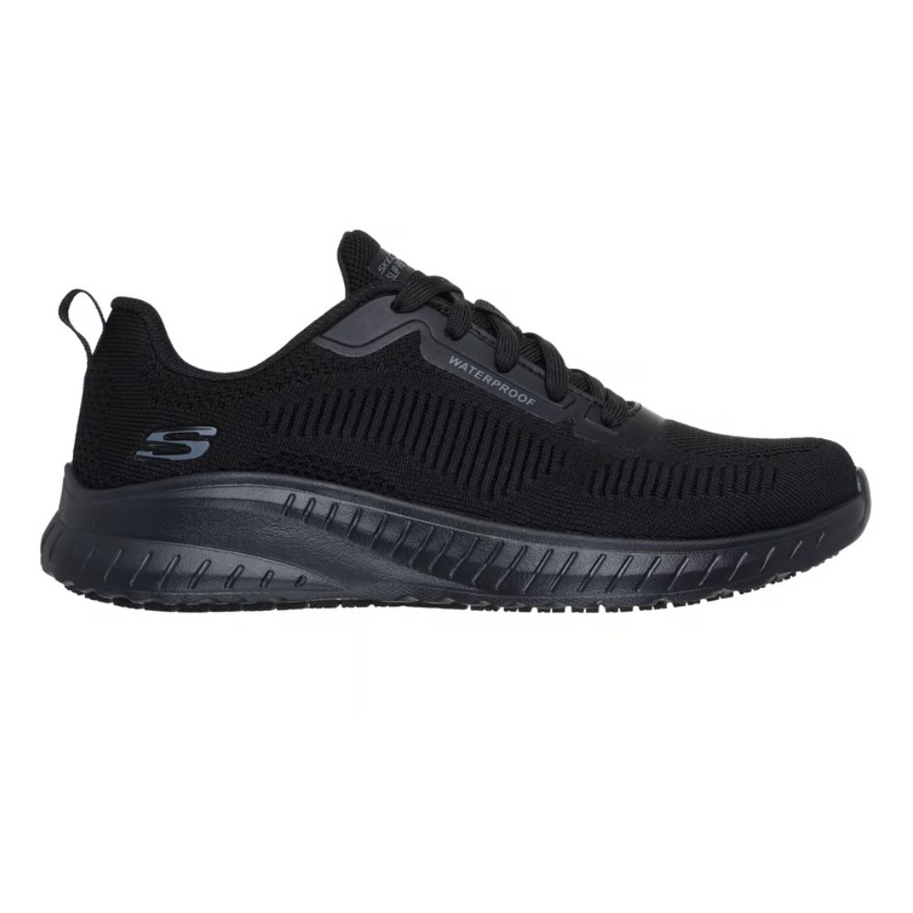 รองเท้าเซฟตี้ Skechers 108247 Squad Chaos Awoa (Work Womens) สีดำ พื้นกันลื่น ป้องกันอันตรายจากไฟฟ้า กันน้ำ