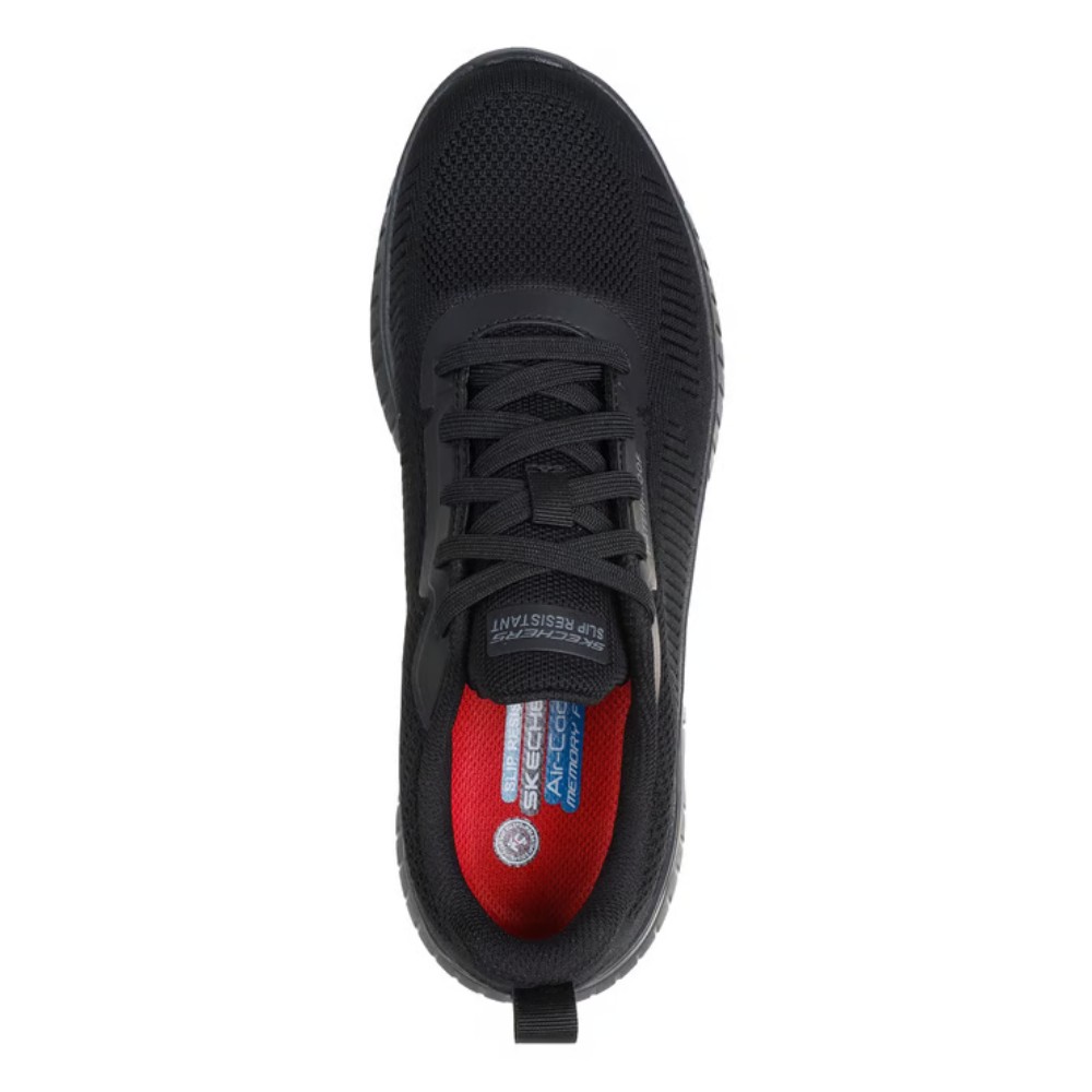 รองเท้าเซฟตี้ Skechers 108247 Squad Chaos Awoa (Work Womens) สีดำ พื้นกันลื่น ป้องกันอันตรายจากไฟฟ้า กันน้ำ