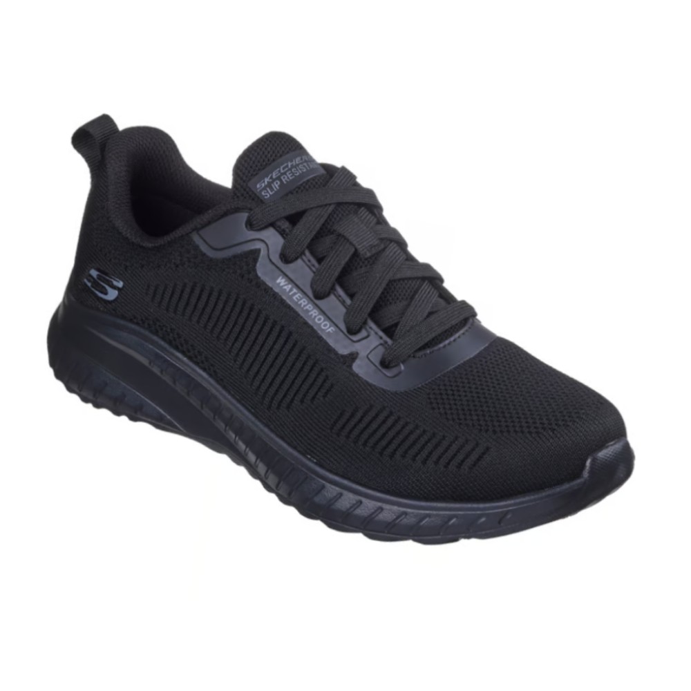 รองเท้าเซฟตี้ Skechers 108247 Squad Chaos Awoa (Work Womens) สีดำ พื้นกันลื่น ป้องกันอันตรายจากไฟฟ้า กันน้ำ